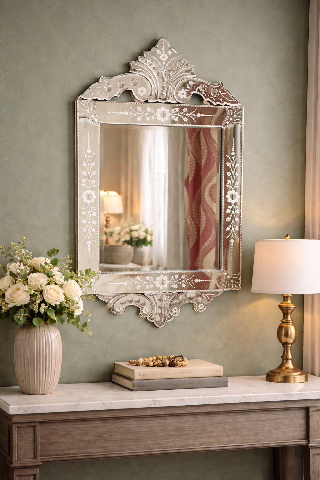 Floral Crest Frame Mirror thumbnail